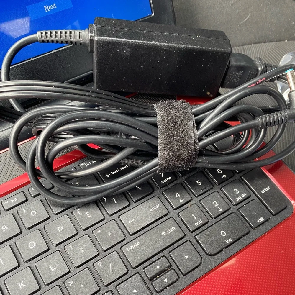 Red HP laptop